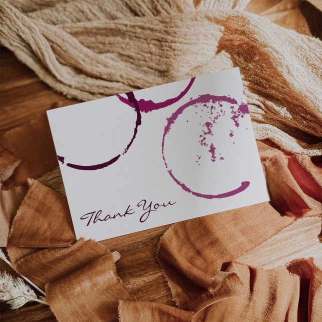 Rustic Burgundy Wine Stain Flat Thank You Card (Creator Uploaded)