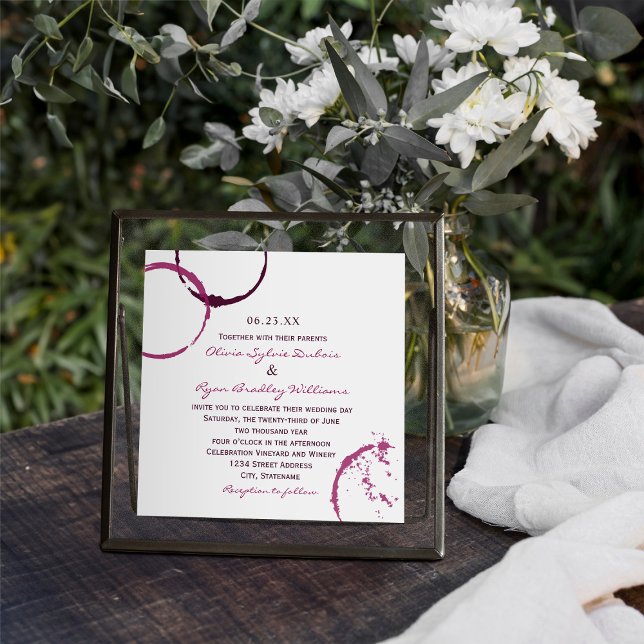 Rustic Burgundy Wine Stain Wedding Invitation (Creator Uploaded)