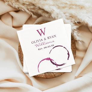 Rustic Burgundy Wine Stain Wedding Monogram Napkin