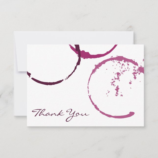 Rustic Burgundy Wine Stain Wedding Thank You Card (Front)