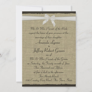 Rustic Burlap and Bow Invitation