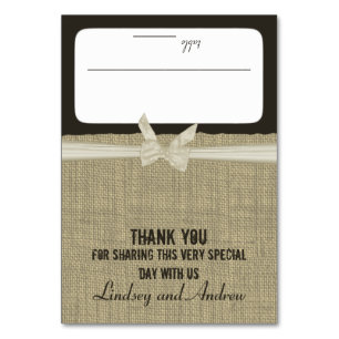 Rustic Burlap and Bow Seating Card