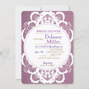 Rustic Burlap and Lace Bridal Shower Invitations