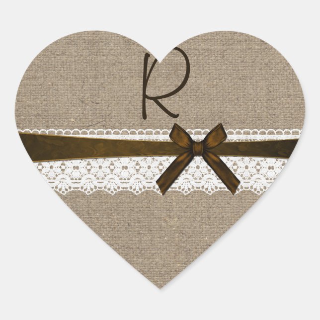 Rustic Burlap and Lace Monogram Envelope Seal (Front)