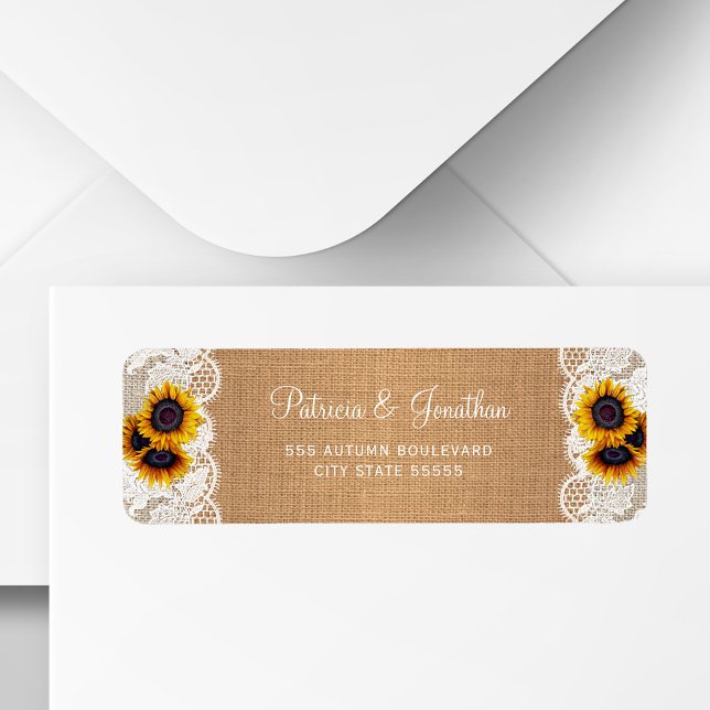 Rustic burlap and lace sunflowers wedding return (Creator Uploaded)