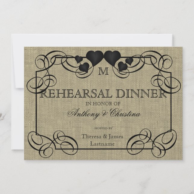 Rustic Burlap and Slate Invitation (Front)