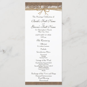 Rustic Burlap and Twine Wedding Program Programme
