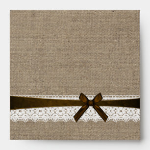 Rustic Burlap and Vintage Lace Envelope