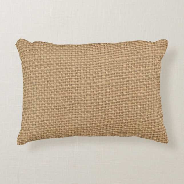 Rustic Burlap Background Printed Decorative Cushion (Front)
