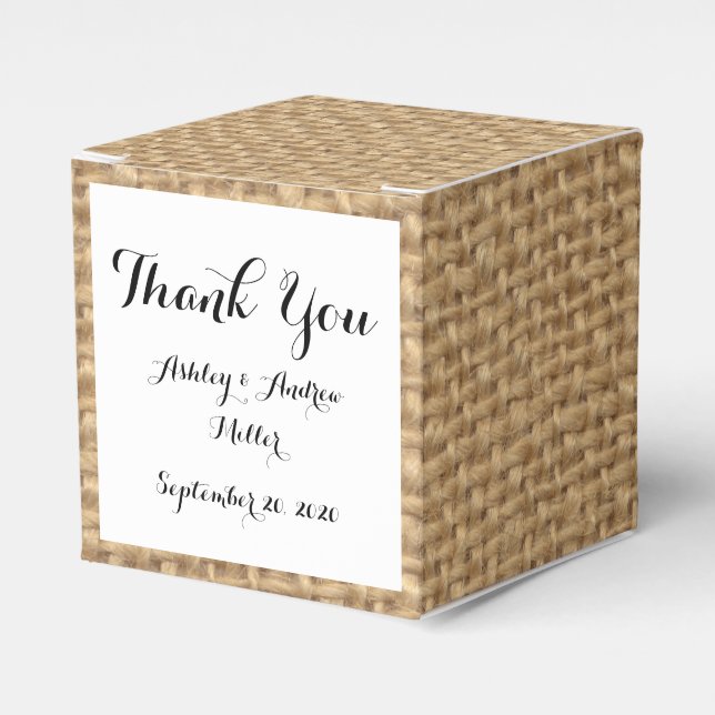 Rustic Burlap Background Printed Favour Box (Front Side)