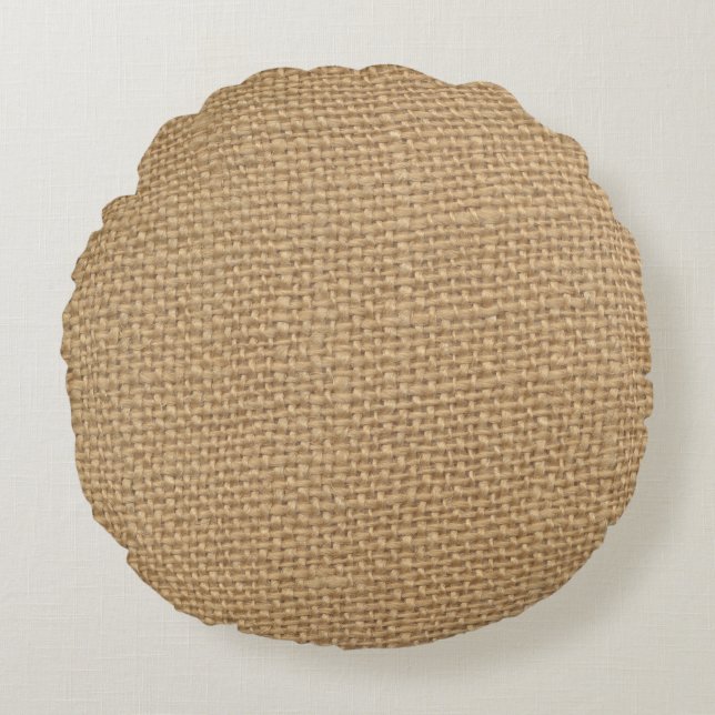Rustic Burlap Background Printed Round Cushion (Front)