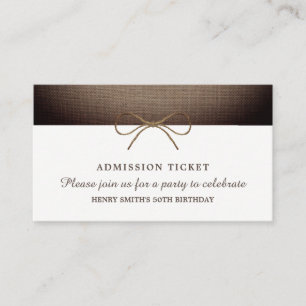 Rustic Burlap Bow, Admission Ticket Enclosure Card