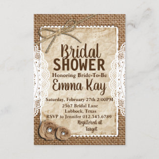Rustic Burlap Bridal Shower Invitation
