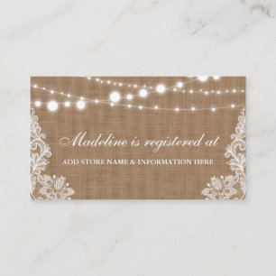 Rustic Burlap Bridal Shower Registry Insert Card