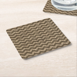 Rustic Burlap Brown Wedding Country Engagement Square Paper Coaster