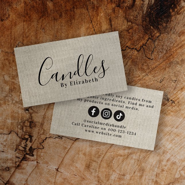 Rustic Burlap Candle Maker Business Card (Creator Uploaded)