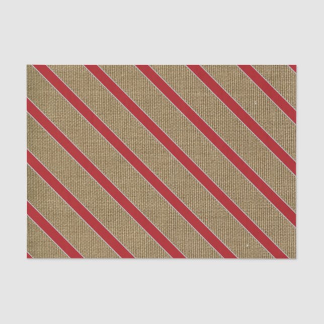 Rustic Burlap Candy Cane Tissue Paper (Front)