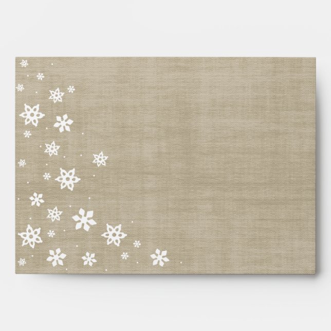 Rustic Burlap Christmas Snowflake Holiday Envelope (Front)
