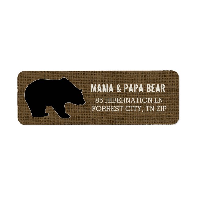 Rustic Burlap | Country Black Bear Silhouette (Front)