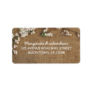 rustic burlap country wedding address labels