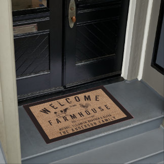 Rustic Burlap Country Welcome to our Farmhouse Do Doormat