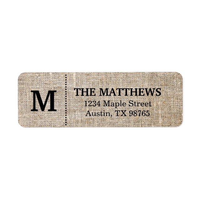 Rustic Burlap Custom Monogram (Front)