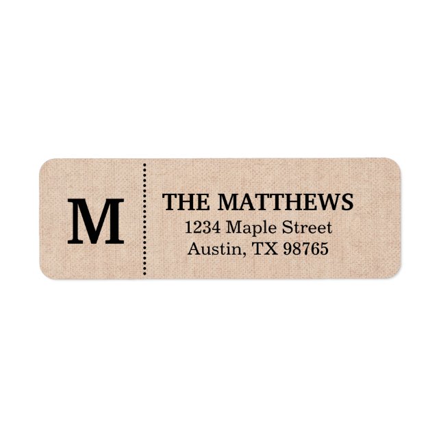 Rustic Burlap Custom Monogram (Front)