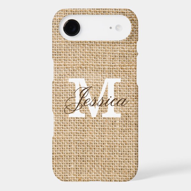 Rustic Burlap Custom Monogram Personalised Name Case-Mate Samsung Galaxy Case (Back)