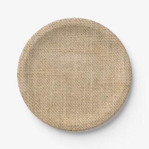 Rustic Burlap Custom Party Paper Plates