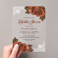 Rustic Burlap Dusty Terracotta Rose Bridal Shower