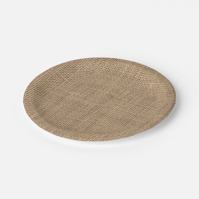 Rustic Burlap Effect Paper Plate (Angled)
