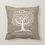 Rustic Burlap Family Tree Family Established Cushion<br><div class="desc">Rustic Burlap Family Tree Family Established Pillows.</div>