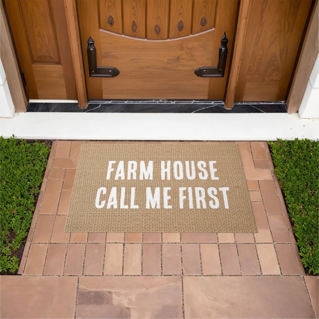Rustic Burlap Farmhouse Doormat (Outdoor)