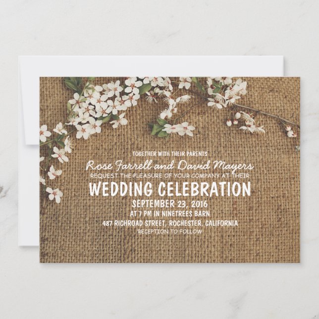 Rustic Burlap Garden Wedding Invitation (Front)