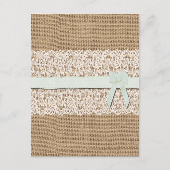 Rustic Burlap, Lace and Ribbon Postcard (Front)