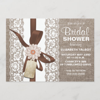Rustic Burlap & Lace Bridal Shower Invitation