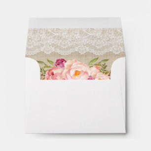 Rustic Burlap Lace Floral Wedding RSVP Envelopes