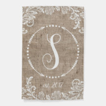 Rustic Burlap & Lace Monogram 