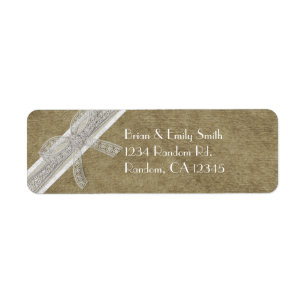 Rustic burlap lace ribbon return address labels