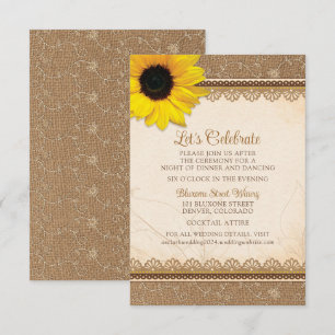 Rustic Burlap Lace Sunflower Wedding Reception Enclosure Card