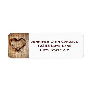 Rustic Burlap Lace Twine Heart Address Labels