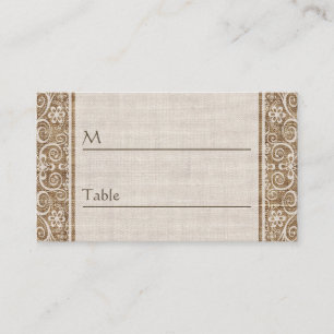 Rustic Burlap Lace - Wedding Table Place Card
