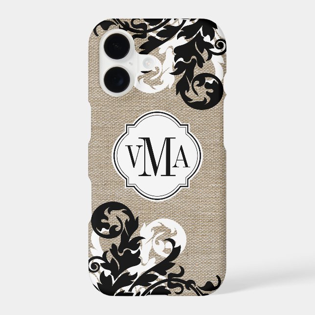 Rustic Burlap Look and Flourish Monogram (Back)