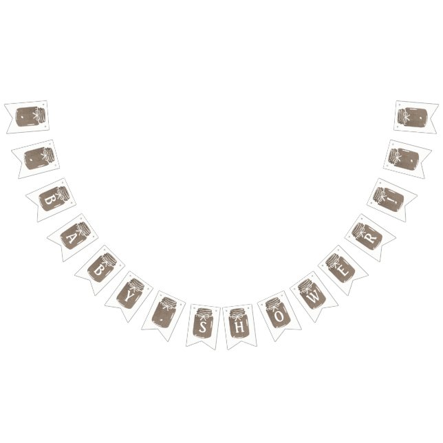 Rustic Burlap Mason Jar Baby Shower Bunting (All)