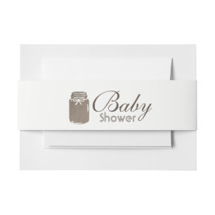 Rustic Burlap Mason Jar Baby Shower Invitation Belly Band