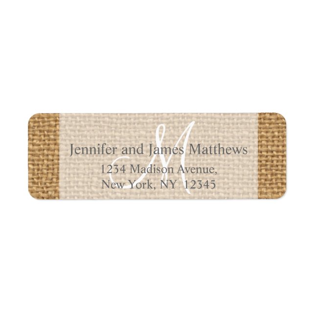 Rustic Burlap Monogram for Weddings (Front)