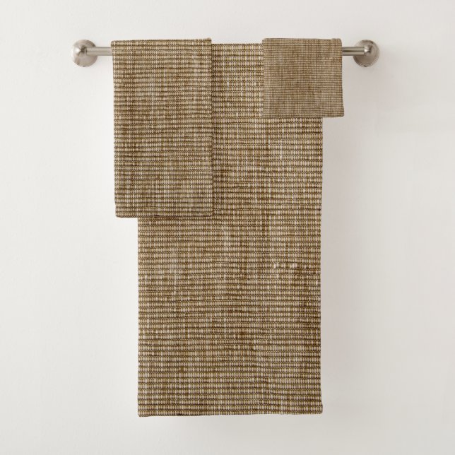 Rustic Burlap Nature Pattern Bath Towel Set  (Insitu)