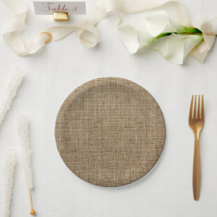 Rustic Burlap Nature Pattern Paper Plates, Country Plate