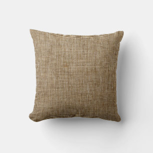 Rustic Burlap Nature Pattern Throw Pillow – Earthy