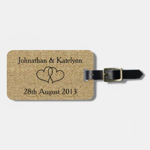 Rustic Burlap Newlywed Luggage Tag